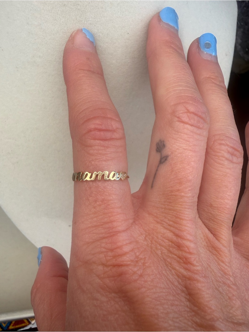 14k Gold and Diamond MAMA Ring